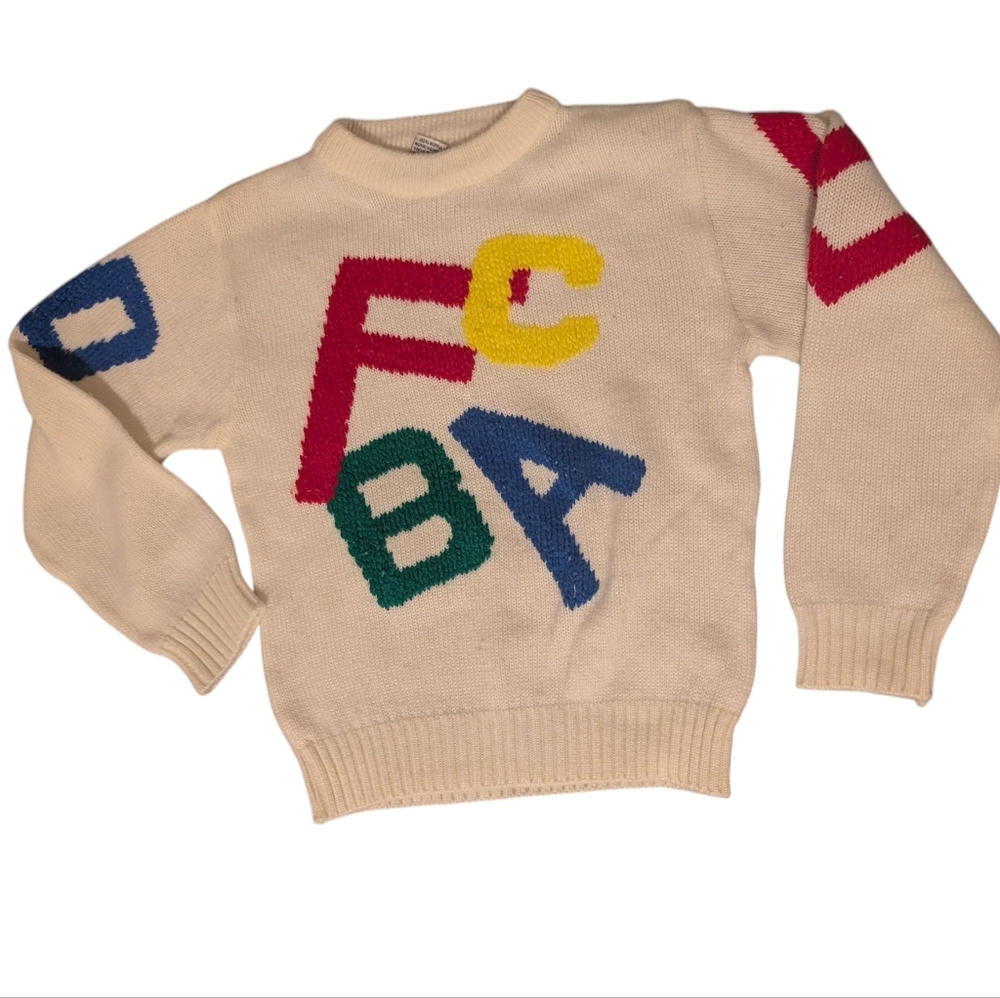80s Vintage Alphabet ABC‎ Youth Knit Sweater